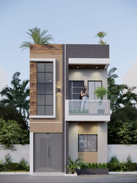 3D elevation design of a residential building by Sthapatya Designs