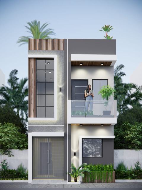 3D elevation design of a residential building by Sthapatya Designs